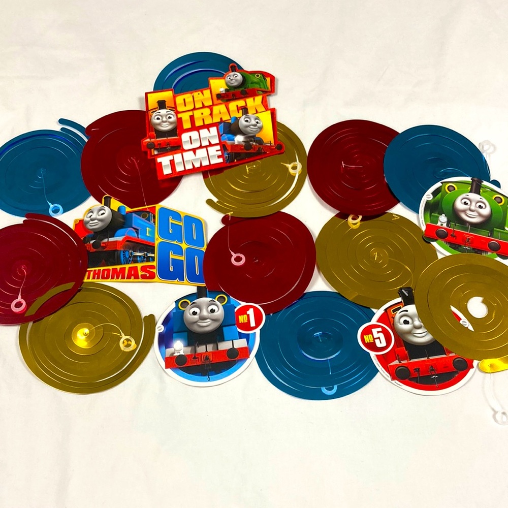 Ultimate Thomas the tank engine metallic red yellow and blue hanging decorations